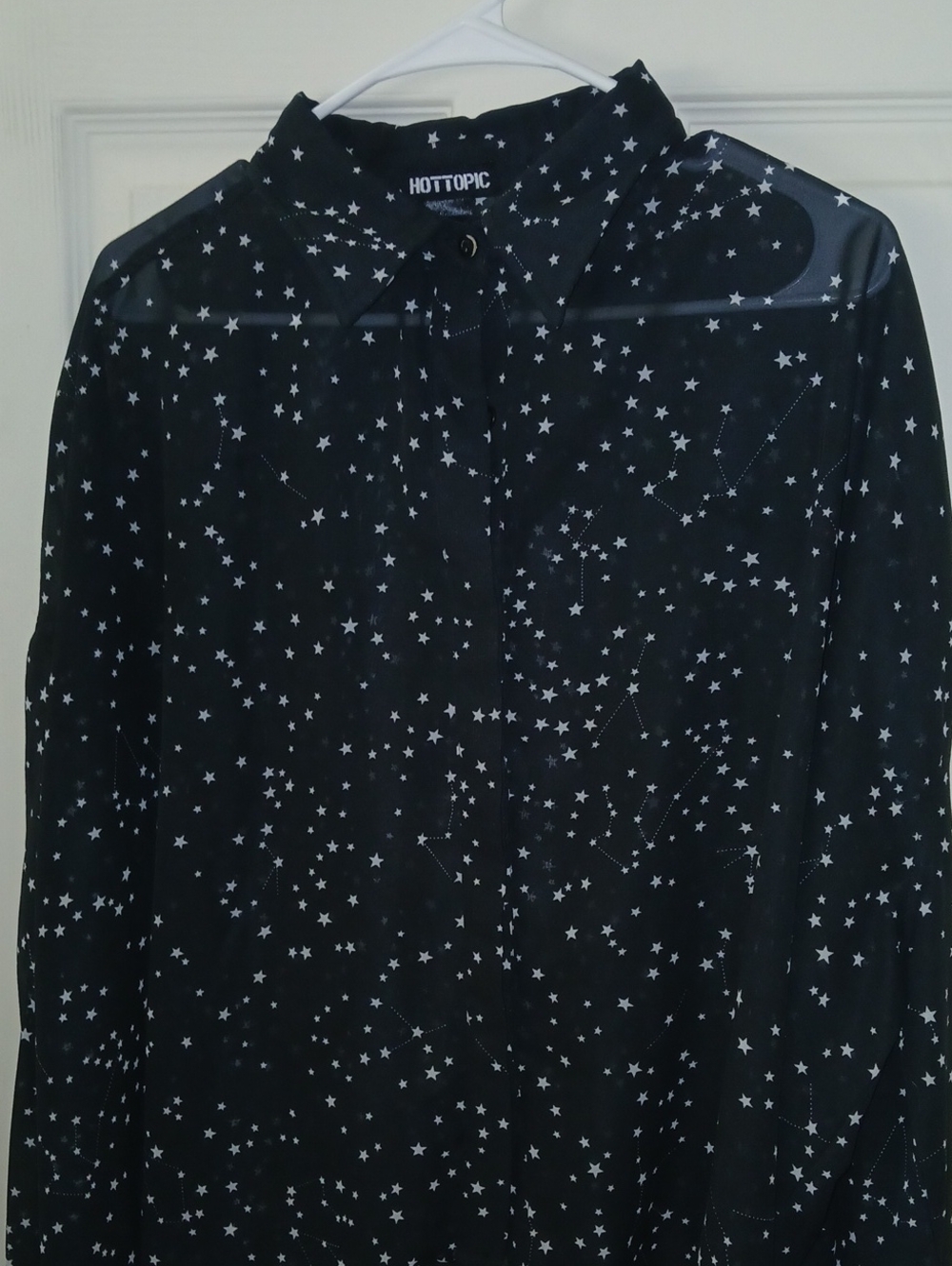 Hot Topic Black Star Print Button-Up Shirt